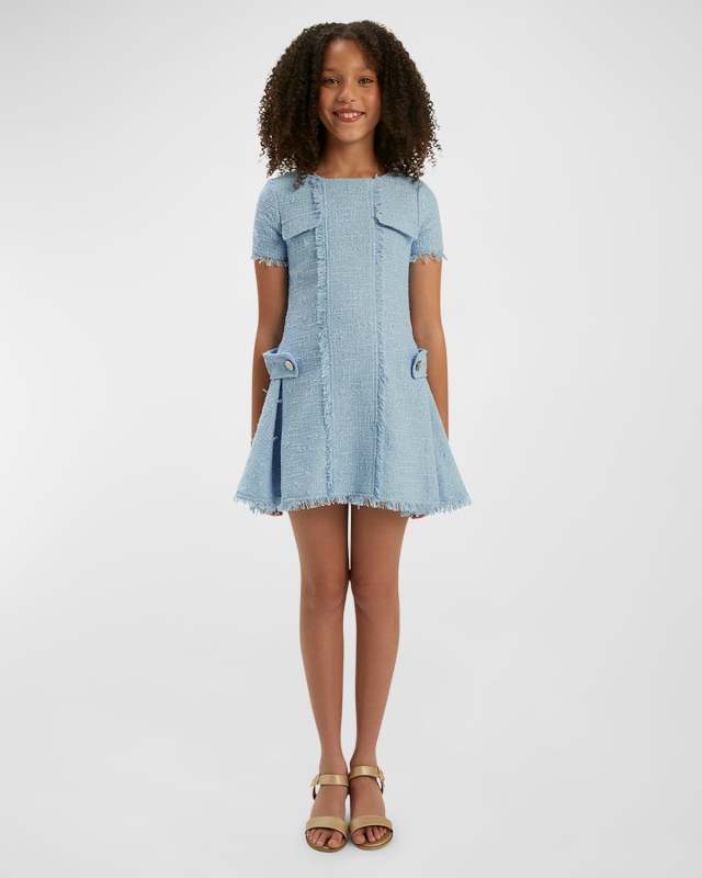 Girl's Sutton Boucle Dress, Size 7-14